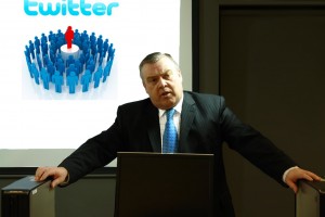 Ian McKendrick giving a Social Networking presentation about Twitter