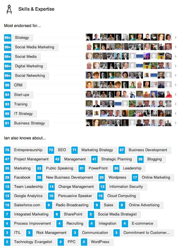 Ian McKendrick's LinkedIn Endorsements - April 2013